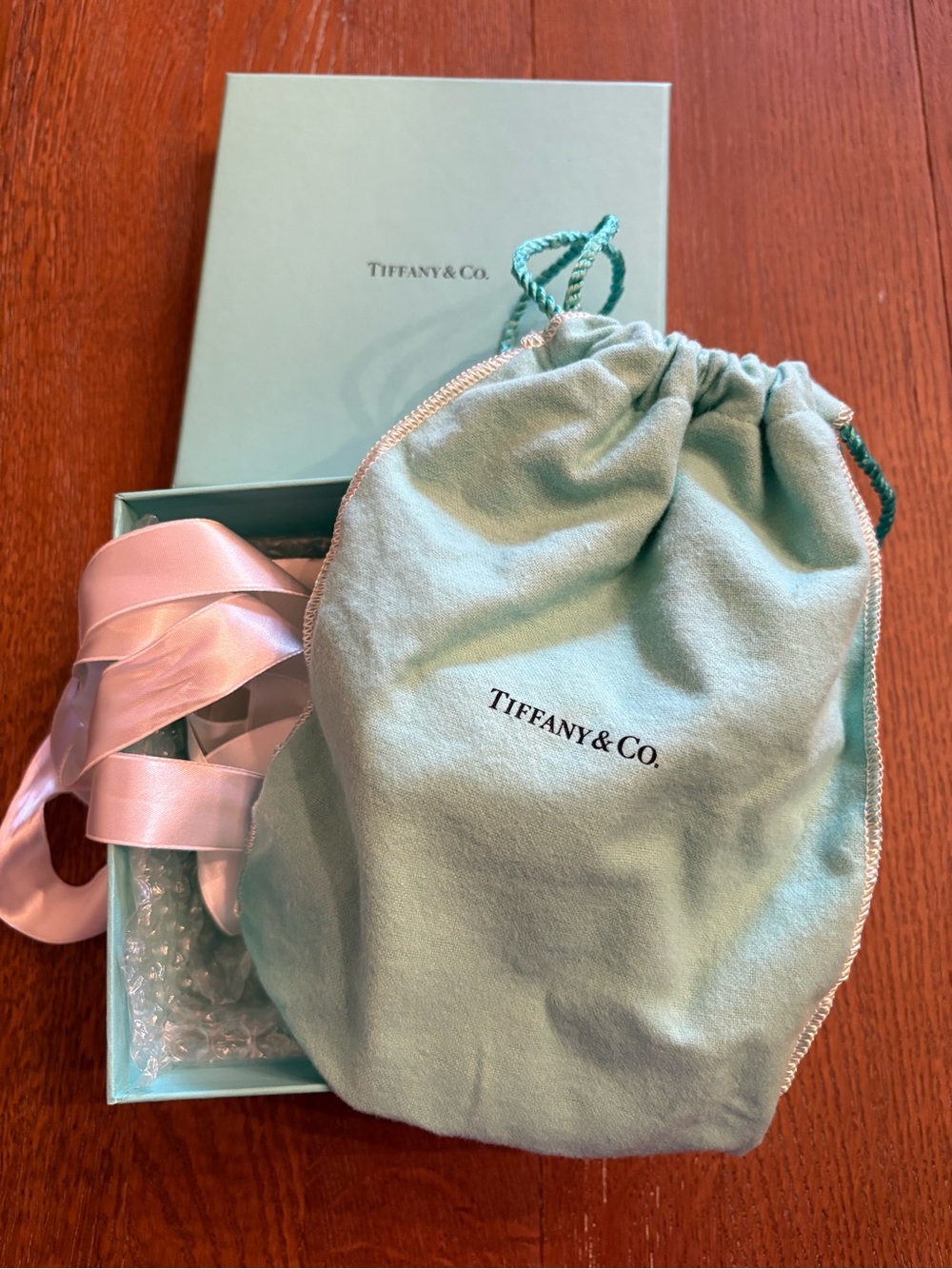 Tiffany & Co. Signature Blue Gift Box with Dust Bag and Ribbon